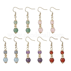 Круглые серьги-подвески из натуральных смешанных камней EJEW-JE06822