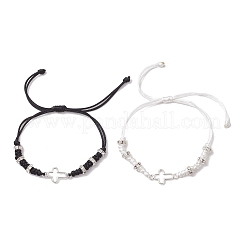 2шт. браслеты из сплава с крестообразными звеньями BJEW-JB11527