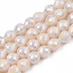 Гальванизировать непрозрачные сплошной цвет стеклянные бусы пряди EGLA-N002-26-B