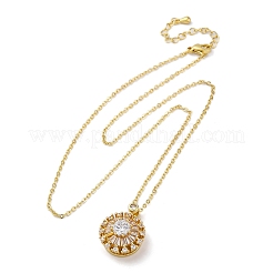 Латунные прозрачные кубические цирконии вращающиеся подвески в виде подсолнуха для женщин NJEW-C067-05G