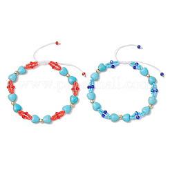 2шт ромбовидные цилиндрические бисерные браслеты BJEW-MZ00145