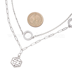 Кольцо из нержавеющей стали 304 с шестигранной подвеской NJEW-JN05311