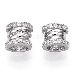 925 бусина из стерлингового серебра с родиевым покрытием и фианитами с микропаве STER-T004-91P