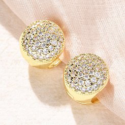Круглые серьги-кольца из латуни с микропаве из прозрачных кубических цирконий EJEW-K305-04G