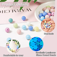128 шт. 8-х цветные синтетические светящиеся круглые бусины из камня G-KS0001-15