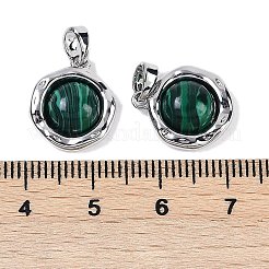 Синтетические малахитовые плоские круглые подвески KK-U043-42G-D