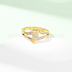 Женские кольца из нержавеющей стали 304 с прозрачным кубическим цирконием&nbsp;RJEW-Z115-01G