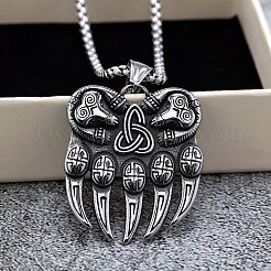Ретро-ожерелье из нержавеющей стали 304 с подвеской в виде медвежьей лапы викинга&nbsp;FS-WGBA6D4-01