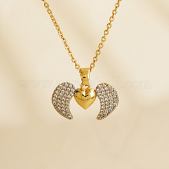 Элегантное модное двухцветное ожерелье в форме крыла сердца с инкрустацией из кубического циркония из латуни SS1837