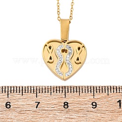 304 нержавеющая сталь полимерная глина стразы сердце открывающиеся подвески ожерелья для женщин&nbsp;NJEW-Z065-13G