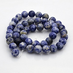 Натуральные синие пятна яшмы круглых нитей из бисера G-N0120-48-8mm