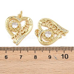 Подвески из латуни с микропаве ко Дню матери и кубическим цирконием&nbsp;KK-L251-06G-02