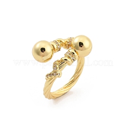 Кольца-манжеты для женщин с покрытием из латуни с микропаве из прозрачного кубического циркония&nbsp;RJEW-M028-99G