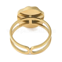 Ионное покрытие (ip) 304 нержавеющая сталь эмаль плоская круглая с сердцем манжета кольца для пальцев&nbsp;X-RJEW-L107-073G-01