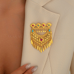 Броши в виде сердца из латуни с кисточками в стиле бохо для женщин KV4703