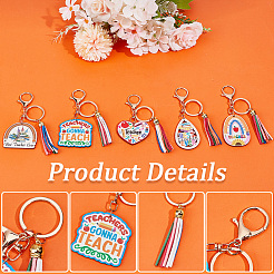 5 шт. 5-х цветные деревянные брелки ко Дню учителя&nbsp;AJEW-SP0001-41A