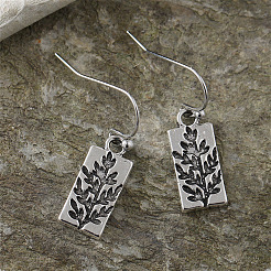 Серьги-подвески из цинкового сплава в форме прямоугольника с узором из листьев&nbsp;FS-WG8FBD0-01