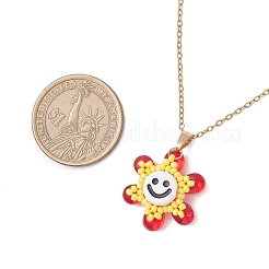 Женское ожерелье-цепочка из непрозрачного акрила и стеклянных бусин в виде улыбающегося лица NJEW-MZ00133