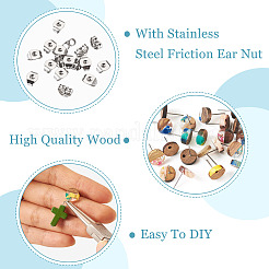 5 стиль плоских круглых сережек-гвоздиков из непрозрачной смолы и орехового дерева FIND-TA0006-25