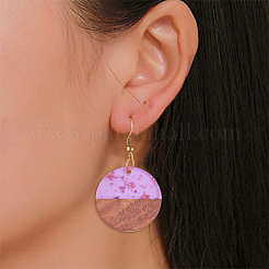 Подвески из прозрачной смолы и ореха&nbsp;RESI-CJ0001-84