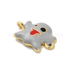 Подвески-соединители из латуни светло-серого цвета с эмалью на Хэллоуин&nbsp;KK-F915-04A-G