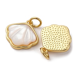 Подвески из латуни с натуральными белыми ракушками X-KK-P308-05G-02