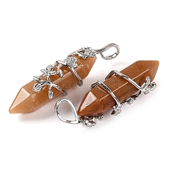 Заостренные подвески с двойным наконечником из натурального красного авантюрина G-C144-03P-07