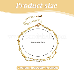 6 шт. 2-цветные браслеты-сателлиты из нержавеющей стали в стиле бохо AJEW-GO0002-51