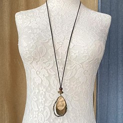 Регулируемый кулон из сплава вощеный шнур длинные ожерелья FS-WG94C89-02