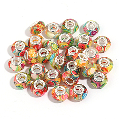 100шт смола с полимерной глиной внутри европейские бусины&nbsp;RESI-PA0001-14B