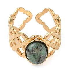 Овальные кольца из натуральных смешанных камней&nbsp;RJEW-Z057-13G