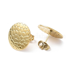 Ионное покрытие (ip) 304 нержавеющая сталь текстурированные плоские круглые серьги-гвоздики для женщин&nbsp;EJEW-I285-03G