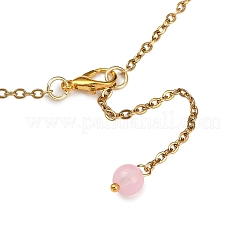 Комплект из ожерелья и сережек-гвоздиков с подвеской в виде капли из стекла и сухоцвета SJEW-JS01340