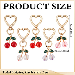 5 шт. 5-цветные поворотные брелки из вишневого сплава с эмалью&nbsp;KEYC-ME0001-05