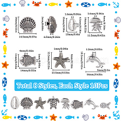 80шт 8 стиля бусины из сплава в тибетском стиле&nbsp;TIBEB-SC0001-37