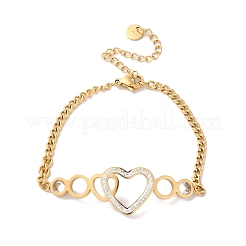 Браслет из нержавеющей стали 304 с микропаве из кубического циркония для женщин&nbsp;BJEW-C070-03A-G