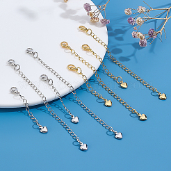 8 шт. 4-х стилевая латунная удлинительная цепь с подвесками в виде сердечек и застежкой-карабином&nbsp;FIND-ME0002-41