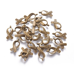 Сплавочные подвески ленты символа борьбы против рака молочной железы со словом 