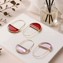 2 пара двухцветных серег-колец из латуни и стекла&nbsp;EJEW-GO0003-30A