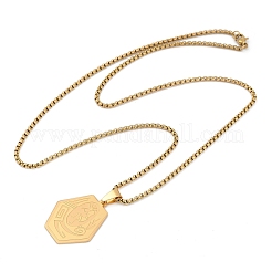 201 кулон из нержавеющей стали с шестигранной подвеской в стиле коренных американцев&nbsp;LS-NJEW-K283-02G