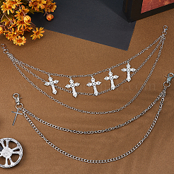 2 шт. 2 стиля цинковый сплав двухслойный ремень с крестообразными цепями&nbsp;AJEW-HY0002-27