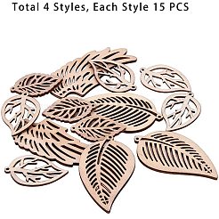 Неокрашенные деревянные большие подвески WOOD-PH0008-46