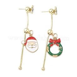 Рождественские серьги-гвоздики с эмалью из алюминиевого сплава для женщин EJEW-F399-05A-G