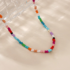 Летние красочные круглые ожерелья из стеклянного бисера для женщин и девочек.&nbsp;ZR3315