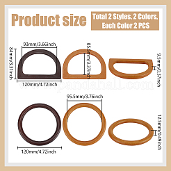 8 шт. 4 деревянных ручки для сумочки в форме круга и кольца&nbsp;AJEW-UN0002-79