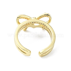 Стойка покрытие латунь микро паве кубический цирконий открытые манжеты кольца&nbsp;RJEW-C076-06A-G