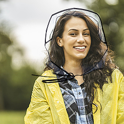 10шт. 2-х цветные пластиковые черные и белые дождевики AJEW-CP0007-88