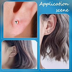 30 шт. 925 серьги-гвоздики с круглыми шариками из стерлингового серебра STER-PH0001-46