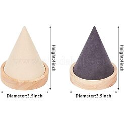Деревянные конусообразные стенды для ожерелья/браслетов BDIS-FG0001-03