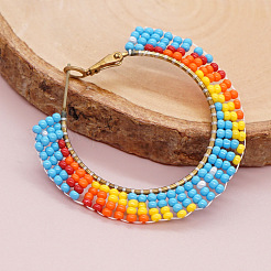 Серьги-кольца ручной работы из стеклянного бисера.&nbsp;HZ1102